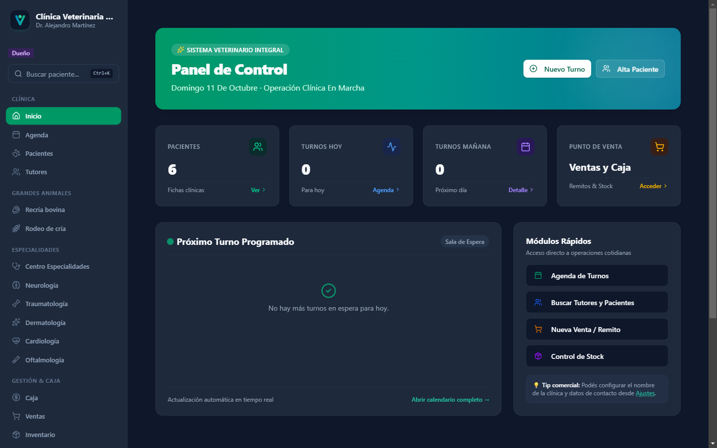 Módulo VetCore ERP